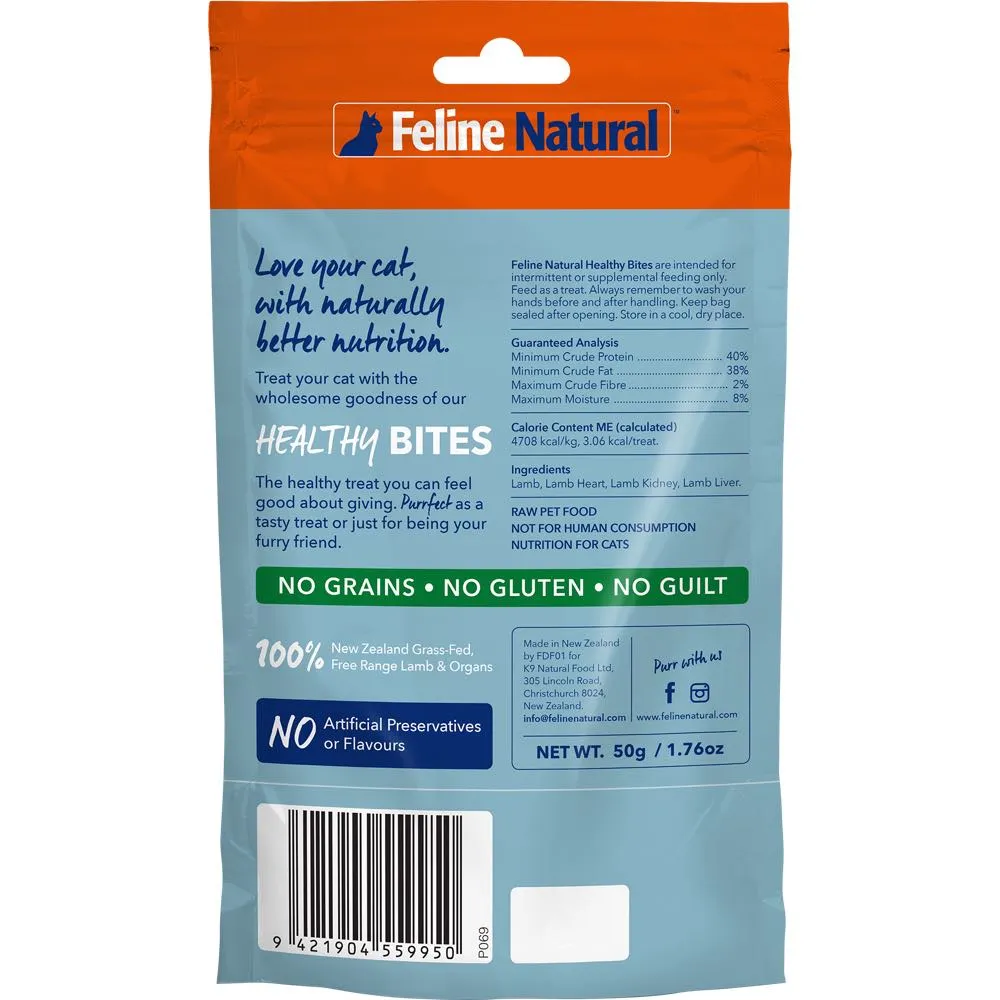 20% OFF (Exp Jun 2025): Feline Natural Healthy Bites Lamb & Organs Freeze-Dried Cat Treats 50g