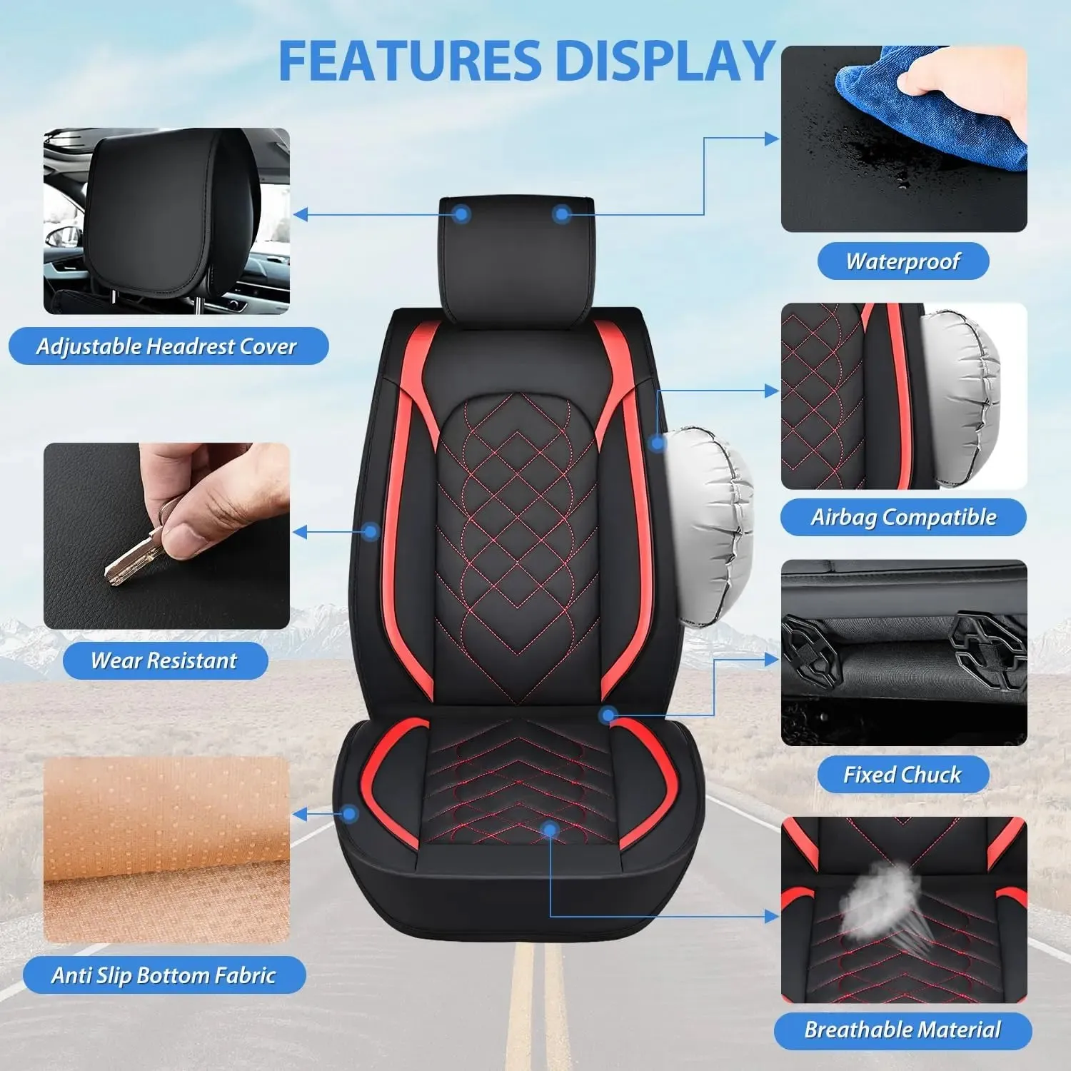 2009-2024 Ford F150 2017-2024 F250 F350 F450 Front Seat Covers