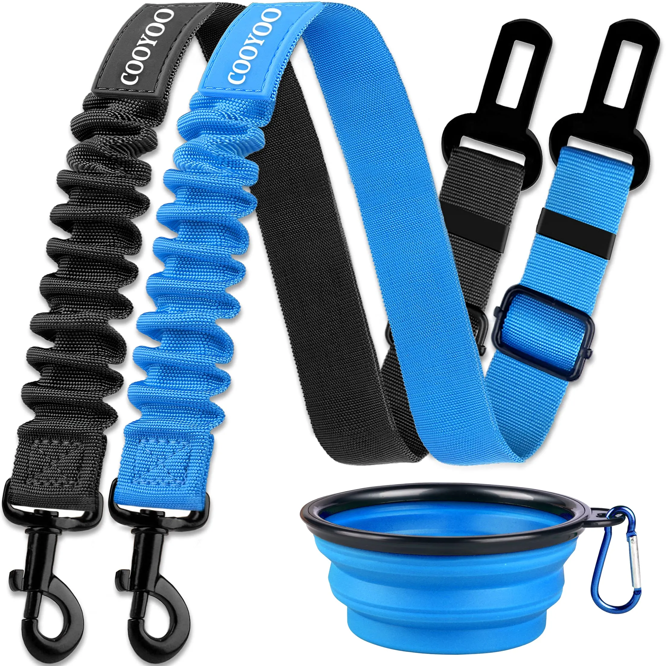 Dog Seat Belt,3 Piece - Black and Blue