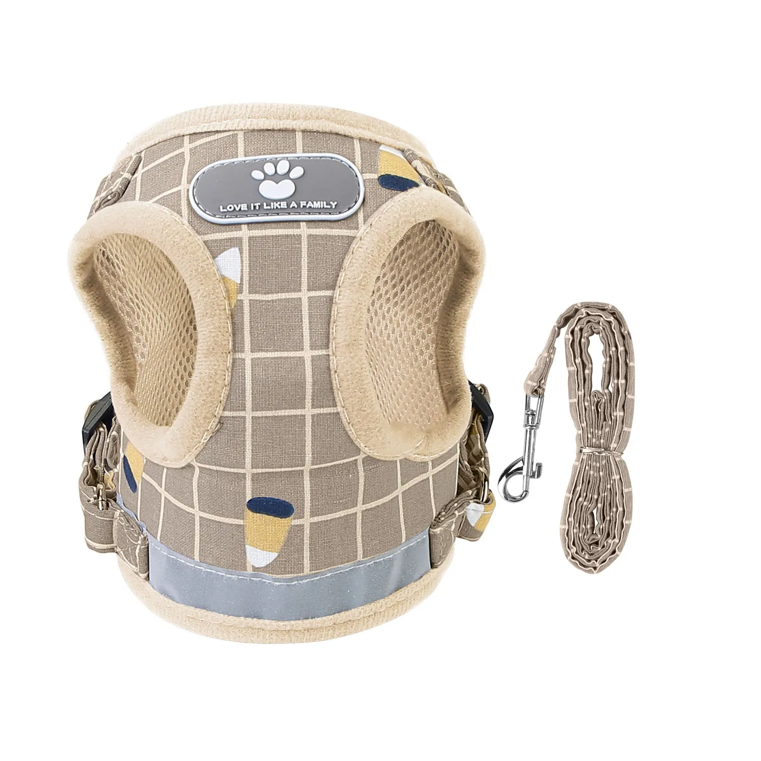 Fresh Fab Finds Pet Mesh Harness Dog Leash Set Reflective Chest Strap Adjustable Puppy Vest For Puppies Breeds Dogs Cats Walking Outdoor