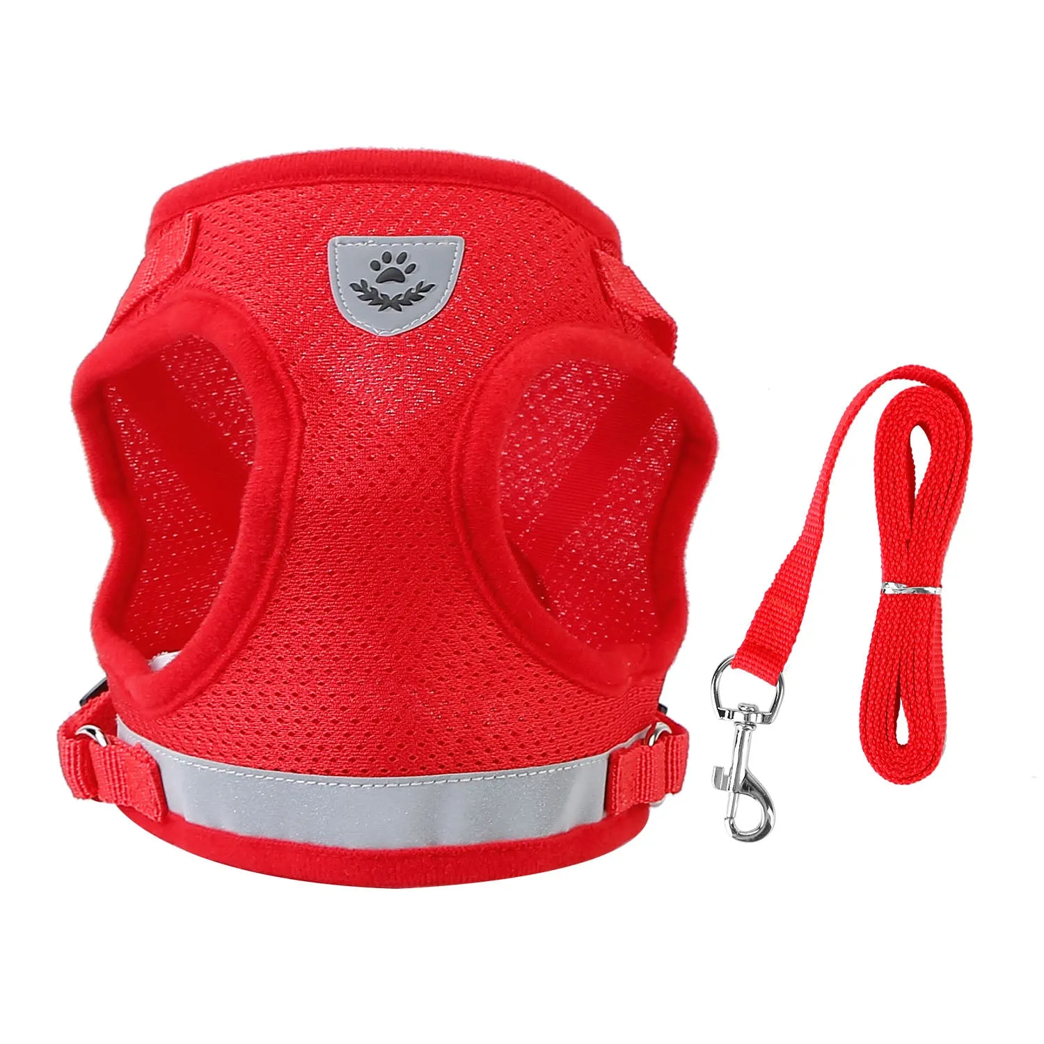 Fresh Fab Finds Pet Mesh Harness Dog Leash Set Reflective Chest Strap Adjustable Puppy Vest For Puppies Breeds Dogs Cats Walking Outdoor