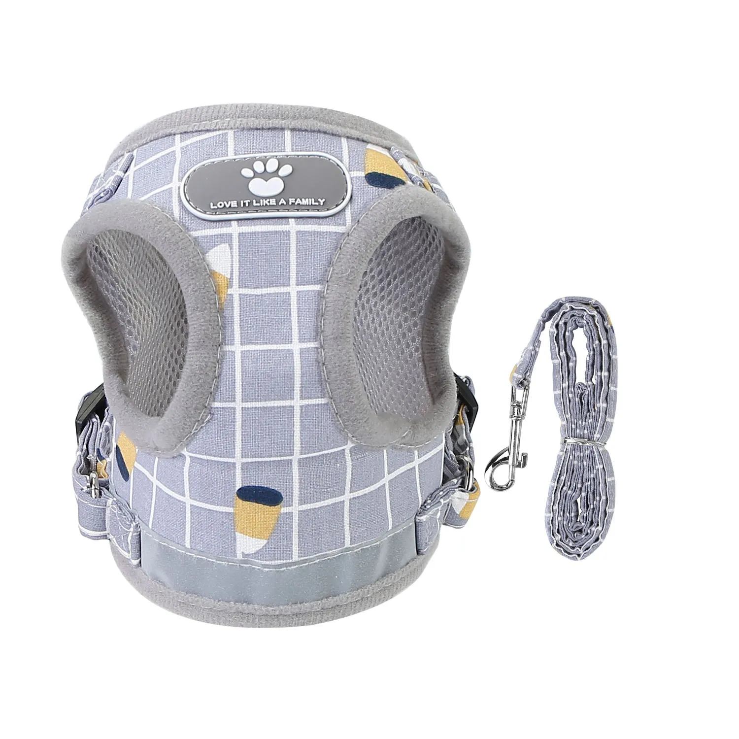 Fresh Fab Finds Pet Mesh Harness Dog Leash Set Reflective Chest Strap Adjustable Puppy Vest For Puppies Breeds Dogs Cats Walking Outdoor