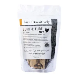 Live Pawsitively Surf & Turf Crunchy Cat Treats, 9.6oz Bag