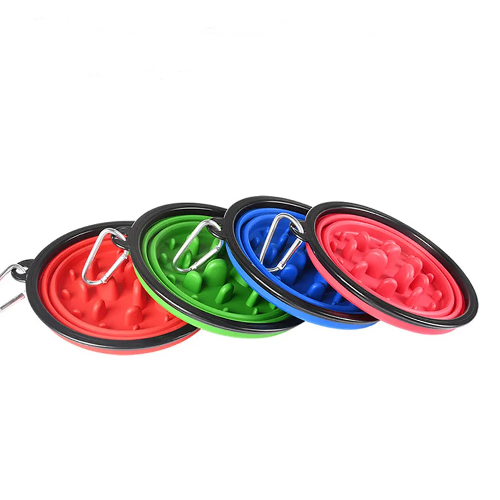 PAWS ASIA Suppliers Dropshipping Multi Color Collapsible Travel Portable Slow Feeder Raised Pet Bowl Dog Cat On Sale